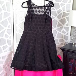 BETSEY JOHNSON BLACK POLKA DOT A LINE DRESS SIZE 12